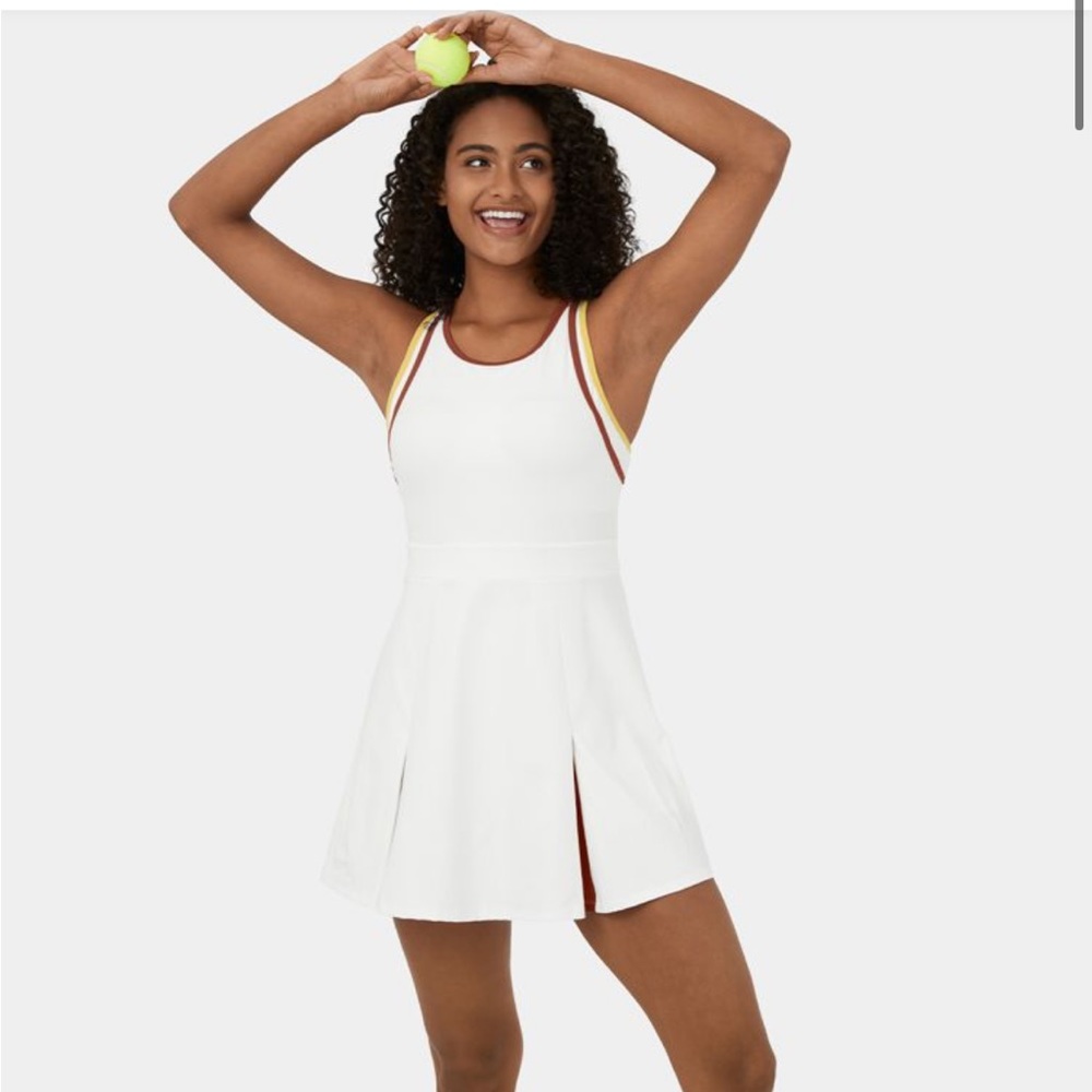 Round Neck Backless Racerback Color Block 2-Piece Side Pocket Mini Tennis Dress